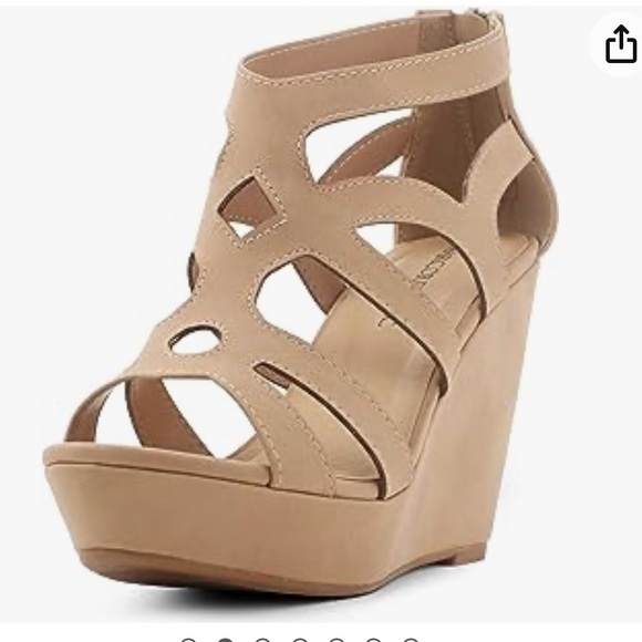Marco Republic wedge heels lazer cutouts tan shoes size 7.5 Peru new - Picture 1 of 12